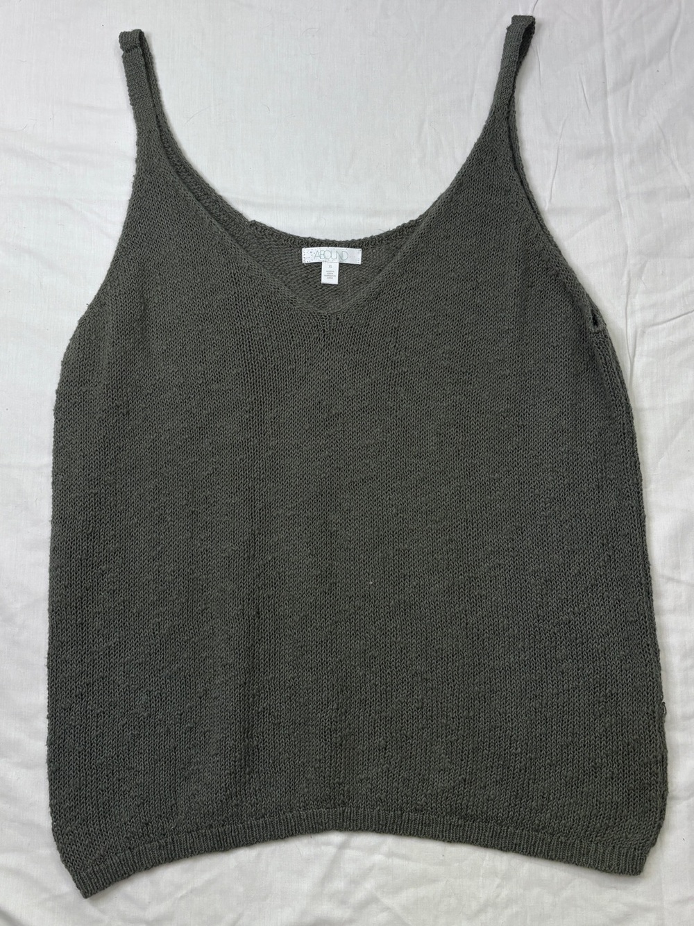 Cozy Sage Green Knit V-Neck Tank